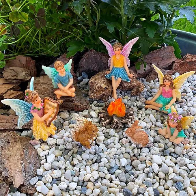 Mood Lab Fairy Garden - Miniature Fairies Figurines Accessories - Camping Kit of 9 pcs - Set for Outdoor or House Decor by GreenHaven Gardens
