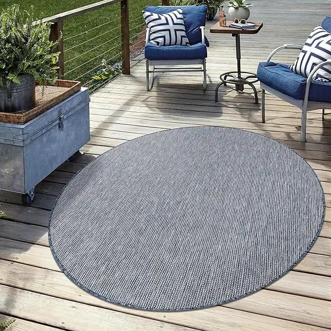Keen Home Design Terrace Outdoor Round Rug - 5ft Round Washable Indoor/Outdoor Rug for Patio, Kitchen, Balcony, Beach, Garden, Deck and Porch, Size: 5'3" Round by GreenHaven Gardens