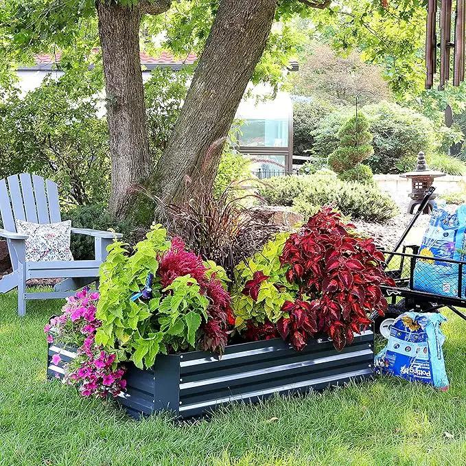 Sunnydaze 11.75" H Raised Metal Garden Bed - Galvanized Raised Garden Bed Outdoor for Vegetables and Flowers - Dark Gray - 4' x 3' Rectangle by GreenHaven Gardens