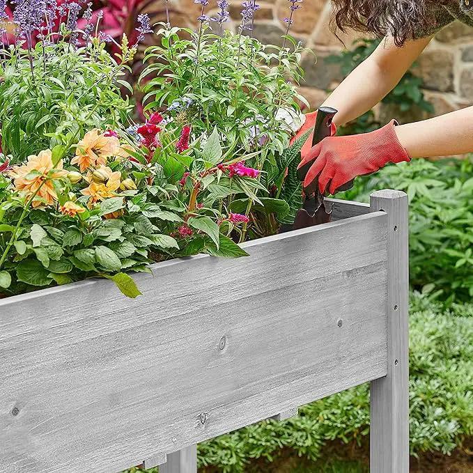 Yaheetech 1pc Raised Garden Bed Outdoor with Legs Horticulture Elevated Wood Planter Boxes w/Stable Rectangle Structure Standing Planter for Vegetables Flowers Herbs Planting,Gray by GreenHaven Gardens