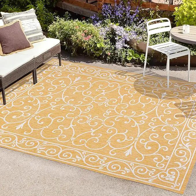 JONATHAN Y SMB106L-3 Charleston Vintage Filigree Textured Weave Indoor Outdoor Area Rug, Classic Traditional Easy-Cleaning,Bedroom,Kitchen,Backyard,Patio,Non Shedding, 3 X 5, Yellow/Cream by GreenHaven Gardens