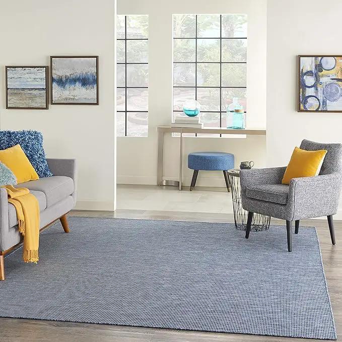Nourison Positano Indoor-Outdoor Navy Blue 4' x 6' Area Rug, Easy Cleaning, Non Shedding, Bed Room, Living Room, Dining Room, Backyard, Deck, Patio (4x6) by GreenHaven Gardens