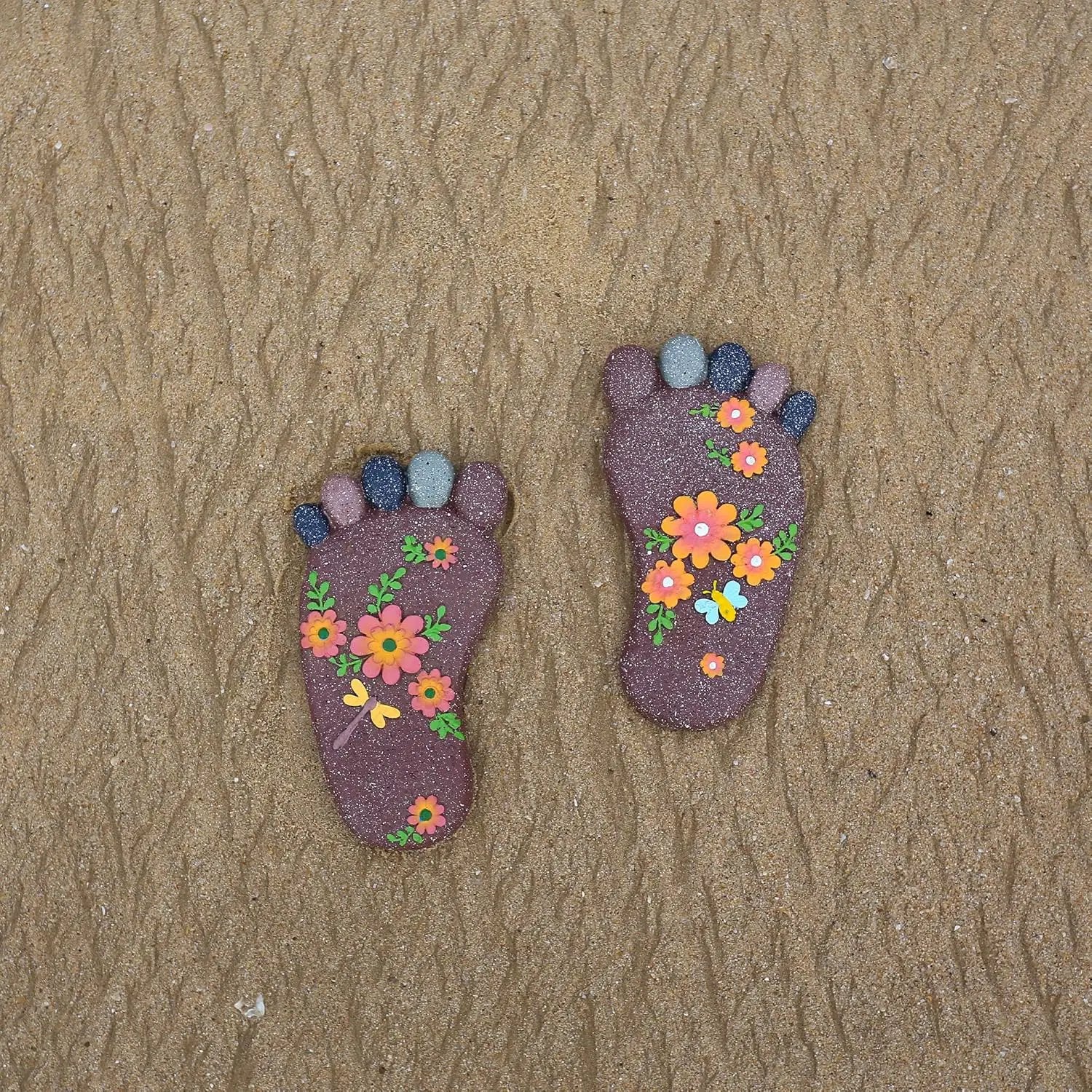 Stepping Stones Outdoor - Garden Decorative Stones for Patio, Deck, Garden or Sidewalk Home Decor Footprint Shaped Stepping Stones Set of 2 （Dark Brown） by GreenHaven Gardens