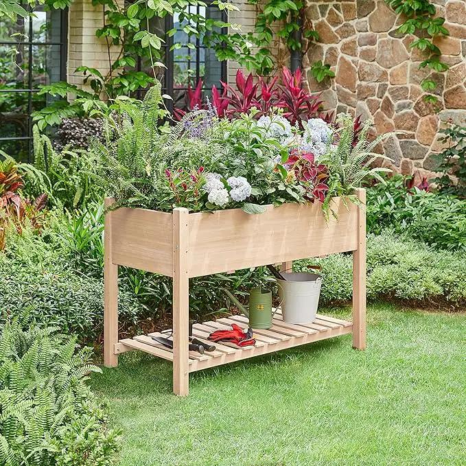 Yaheetech 47x23x32in Wooden Raised Garden Bed with Legs & Storage Shelf Horticulture Wooden Elevated Planter Box Vegetable Growing Bed for Flower/Herb/Backyard/Patio by GreenHaven Gardens