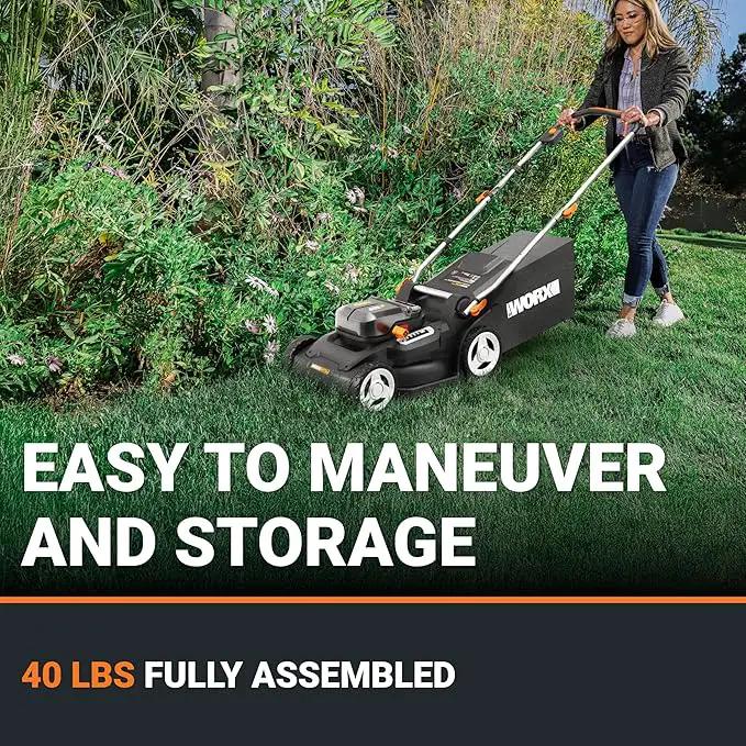 WORX 40V 17'' Cordless Lawn Mower for Medium Size Yards, 2-in-1 Electric Mower Cuts to Edge, Compact & Lightweight Push Lawn Mower with 6-Position Height Adjustment – 2 Batteries & Charger Included by GreenHaven Gardens