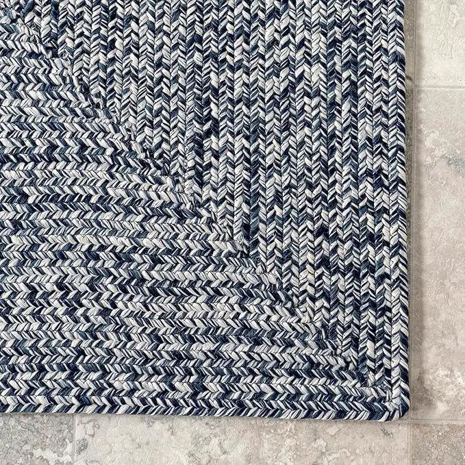 nuLOOM 2' x 8' Solid Hand Braided Indoor/Outdoor Area Rug, Pet-Friendly, High Traffic, Weather Resistant, for Patio, Balcony, Bedroom, Living, Dining Room, Wynn Navy by GreenHaven Gardens