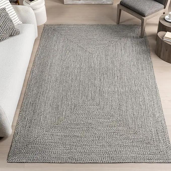 nuLOOM Oval 4' x 6' Solid Hand Braided Indoor/Outdoor Area Rug, Pet-Friendly, High Traffic, Weather Resistant, for Patio, Balcony, Bedroom, Living, Dining Room, Wynn Salt and Pepper by GreenHaven Gardens