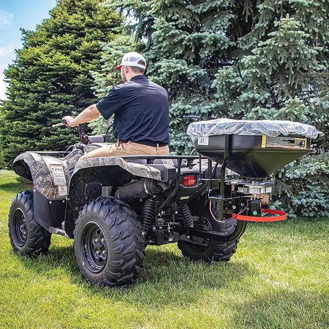 FIMCO 5302957 (ATV-DMS-12V-2RC) 2.2 cu ft ATV/UTV Dry Material Spreader with 2" Receiver Mount & Rain Cover Bundle with DU-Most Heavy-Duty Walnut Hand Scrub & Cleaner, 16 oz by GreenHaven Gardens