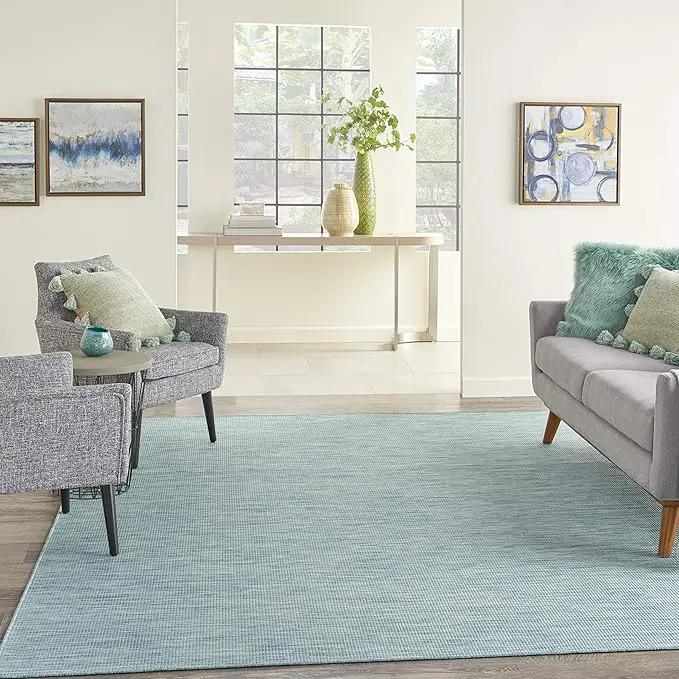 Nourison Home Positano 5' x 7' Aqua Fabric Modern Area Rug (5' x 7') by GreenHaven Gardens