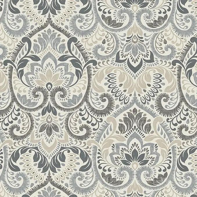 Arden Seat Cushion, 21 x 21, Rain-Proof, Fade Resistant, Cushion for Patio Dining, Adirondack, and Outdoor Chairs Neutral Aurora Damask by GreenHaven Gardens