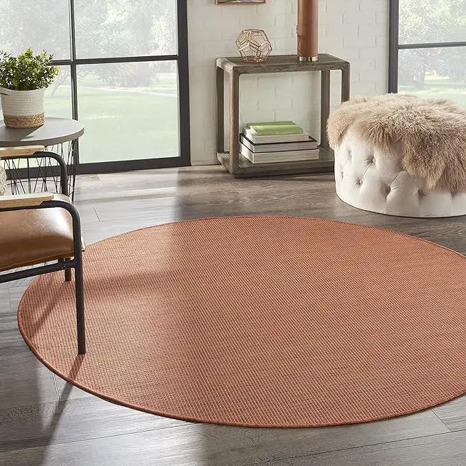 Nourison Positano Indoor/Outdoor Terracotta 6' x Round Area Rug, Easy Cleaning, Non Shedding, Bed Room, Living Room, Dining Room, Backyard, Deck, Patio (6 Round) by GreenHaven Gardens