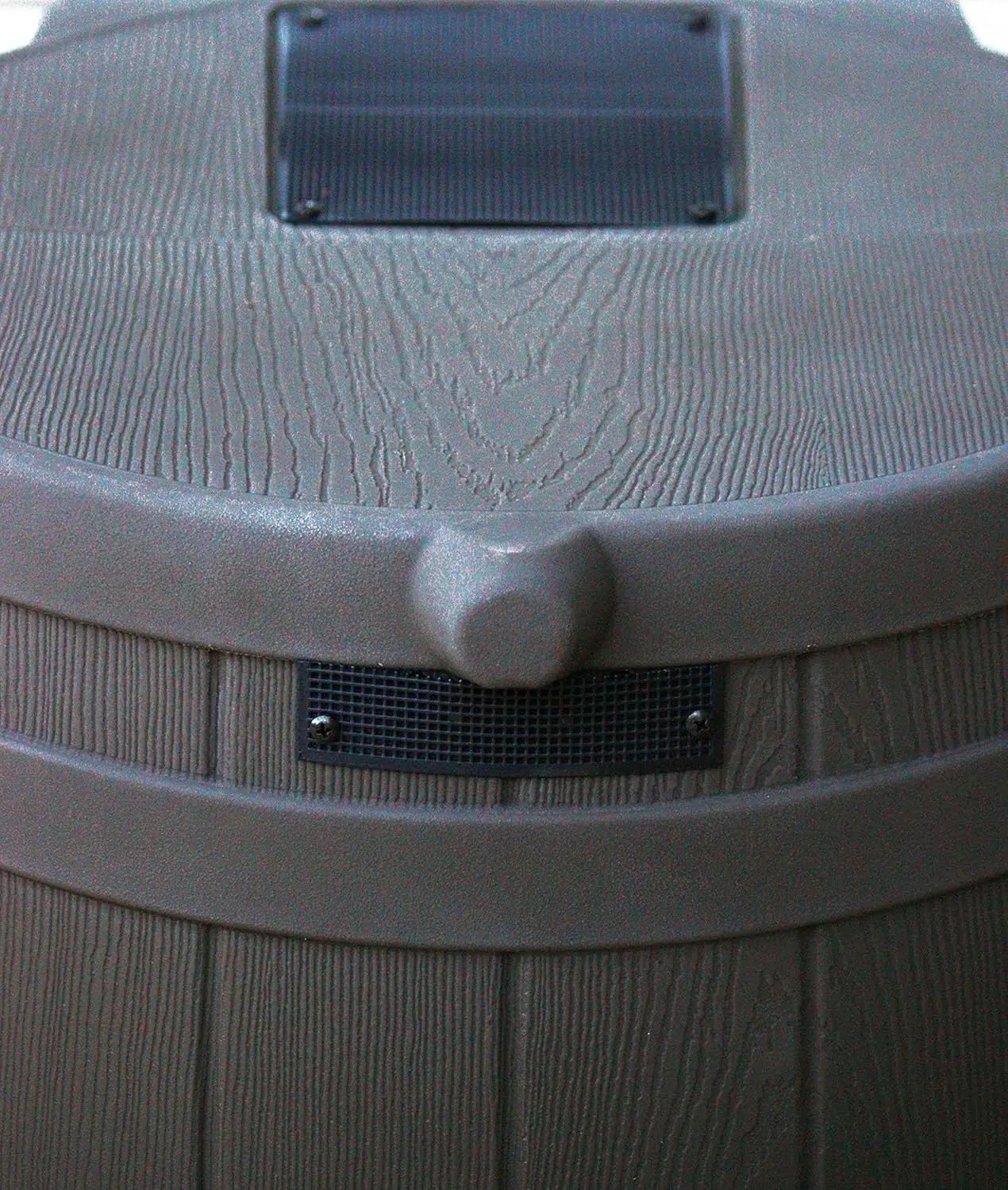 Good Ideas Rain Wizard Water Collection Plastic Barrel, Oak, 50 Gallon - Linkable Flat-Back Faux Wood Rainwater Catcher Storage Drum w/ Robust Metal Spigot & Fine Mesh Screen by GreenHaven Gardens