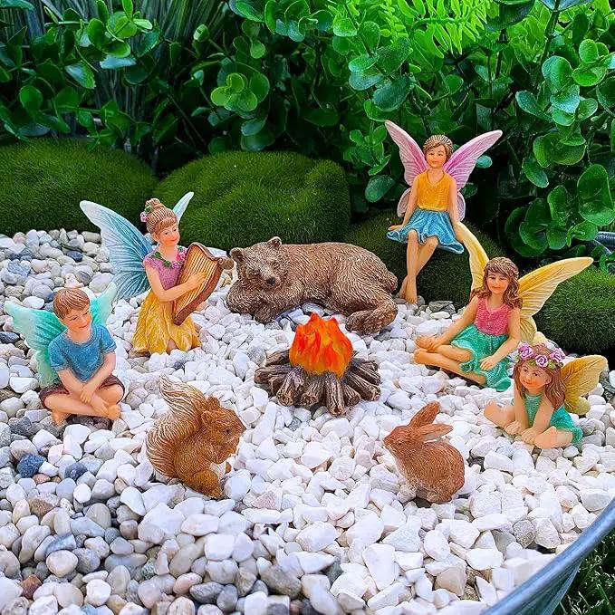 Mood Lab Fairy Garden - Miniature Fairies Figurines Accessories - Camping Kit of 9 pcs - Set for Outdoor or House Decor by GreenHaven Gardens