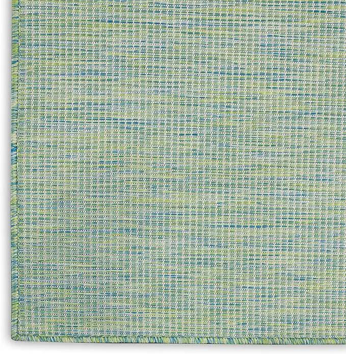 Nourison Positano Indoor/Outdoor Blue/Green 8' x Round Area Rug, Easy Cleaning, Non Shedding, Bed Room, Living Room, Dining Room, Backyard, Deck, Patio (8 Round) by GreenHaven Gardens