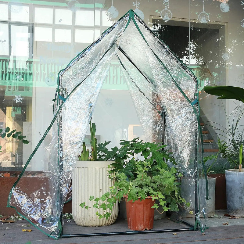 Gardzen Mini Greenhouse Heavy Duty Portable Green House, Clear Tent Small Greenhouse for Indoor Outdoor Plants 36.2”(L) x36.2”(W) x59.5”(H) by GreenHaven Gardens