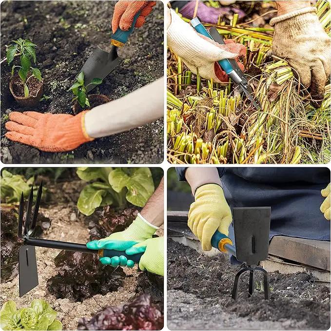 Gardening Tools Set from Alloy Steel - Heavy Duty Garden Tool Set with Light & Rubber Non-Slip Handle - Gardening Tool Kit - Ergonomic Garden Hand Tools - Gardening Gifts for Men and Women by GreenHaven Gardens