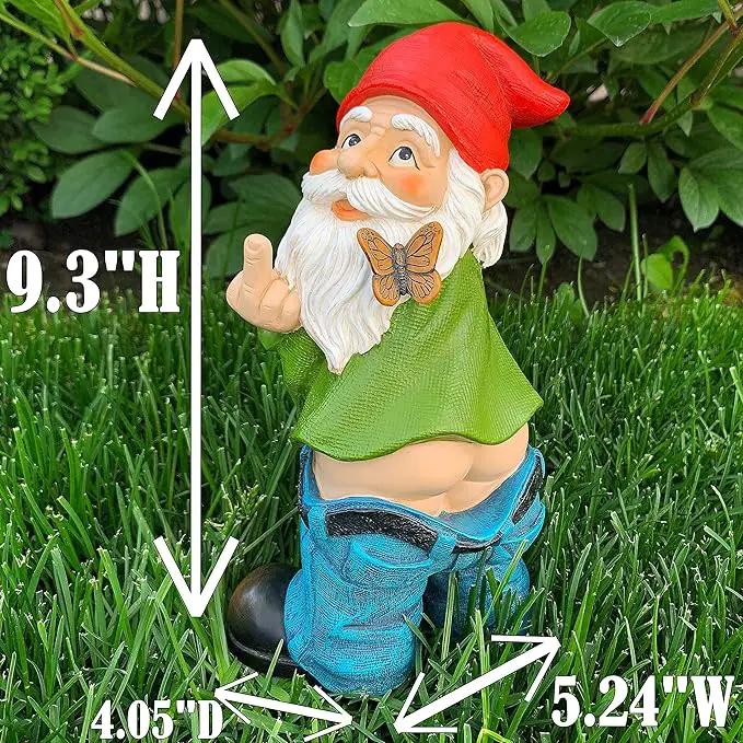 Mood Lab Garden Gnome - Pants Down Gnome - 9.3 Inch Tall Statue Lawn Garden Figurine - for Outdoor or House Decor by GreenHaven Gardens