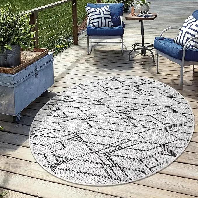 Keen Home Design Terrace Outdoor Round Rug - 5ft Round Washable Indoor/Outdoor Rug for Patio, Kitchen, Balcony, Beach, Garden, Deck and Porch, Size: 5'3" Round by GreenHaven Gardens