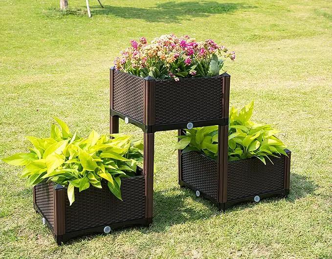 D'vine Dev Planter Raised Beds - Elevated Planter Garden Box with Drainage Plug Raised Garden Beds for Vegetable/Flower/Herb Outdoor Standing Planter Beds Gardening Kit, RGB-3 by GreenHaven Gardens