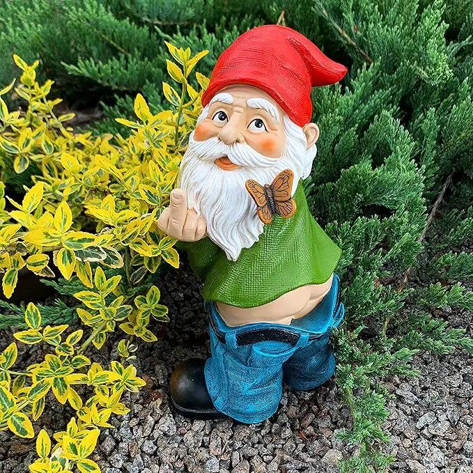 Mood Lab Garden Gnome - Pants Down Gnome - 9.3 Inch Tall Statue Lawn Garden Figurine - for Outdoor or House Decor by GreenHaven Gardens