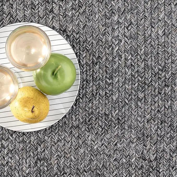 nuLOOM 2' x 16' Solid Hand Braided Indoor/Outdoor Area Rug, Pet-Friendly, High Traffic, Weather Resistant, for Patio, Balcony, Bedroom, Living, Dining Room, Wynn Charcoal by GreenHaven Gardens