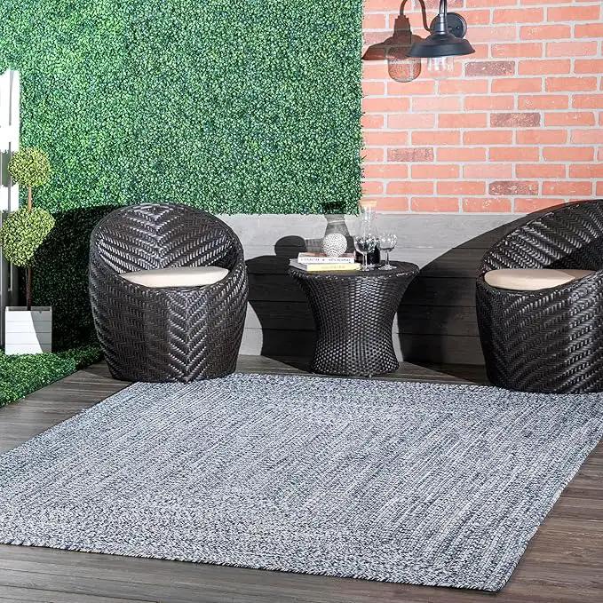 nuLOOM 2' x 8' Solid Hand Braided Indoor/Outdoor Area Rug, Pet-Friendly, High Traffic, Weather Resistant, for Patio, Balcony, Bedroom, Living, Dining Room, Wynn Navy by GreenHaven Gardens