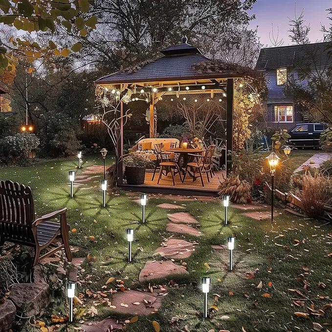 GIGALUMI Solar Pathway Lights 20 Pack, Stainless Steel IP44 Waterproof Auto On/Off Outdoor LED Solar Landscape Lights for Garden, Yard, Patio, Path and Walkway. (Cold White) by GreenHaven Gardens