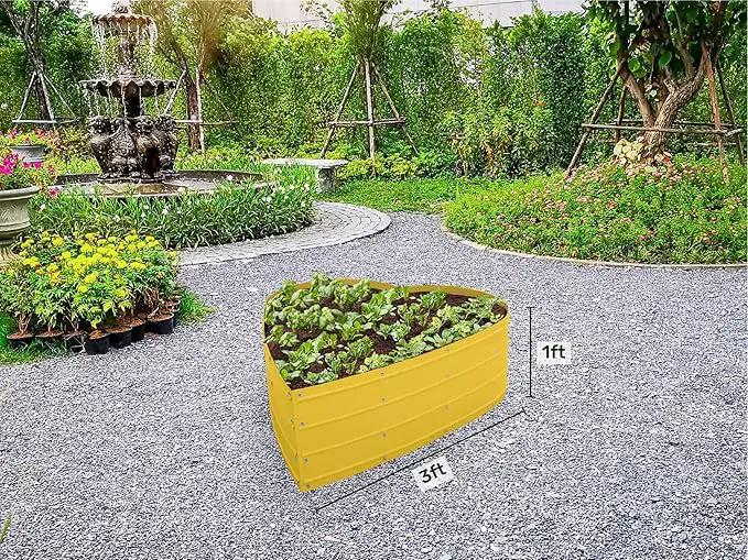 Galvanized Raised Garden Beds Outdoor // Planter Raised Beds for Gardening, Vegetables, Flowers // Large Metal Garden Box (Yellow) // Tool-Free Assembly by GreenHaven Gardens