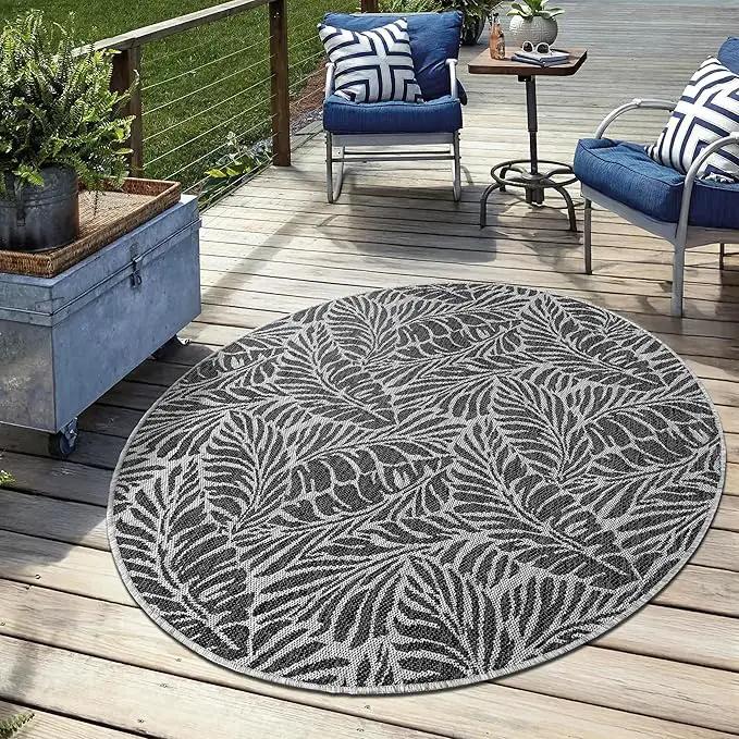 Keen Home Design Terrace Outdoor Round Rug - 5ft Round Washable Indoor/Outdoor Rug for Patio, Kitchen, Balcony, Beach, Garden, Deck and Porch, Size: 5'3" Round by GreenHaven Gardens