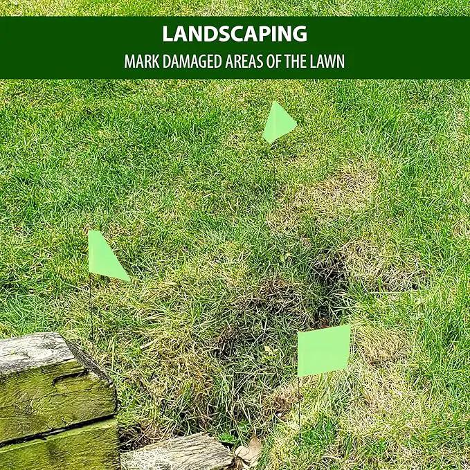 Fluorescent Lime Marking Flags 1000 Pack - 4x5x15 Inch Marker Flags for Outside - Markers For Lawn, Irrigation, Landscaping, Survey & Sprinkler Head Marking by GreenHaven Gardens