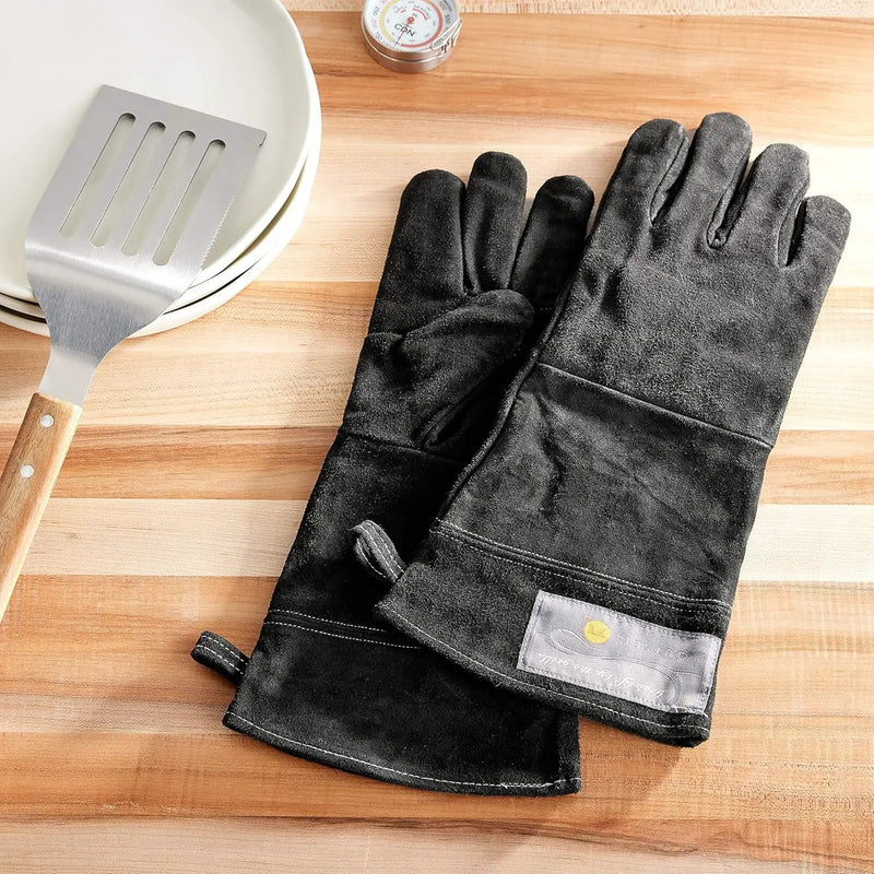 Outset 76604 Leather One-Size Grill Gloves, 15 inch, Black by GreenHaven Gardens