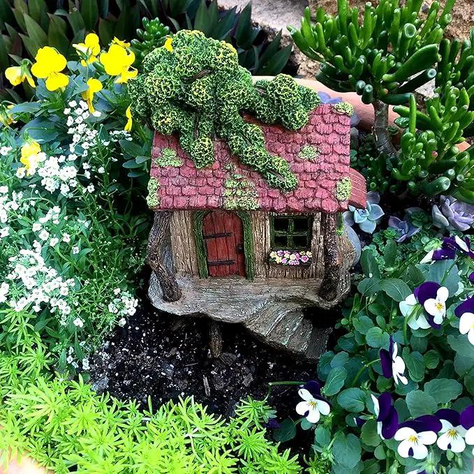 Fairy Garden House – Fairy House for Outside – 9” High with Door That Opens – Sturdy Fairy Garden Building – Lovely Miniature Garden Accessories Supplies by GreenHaven Gardens