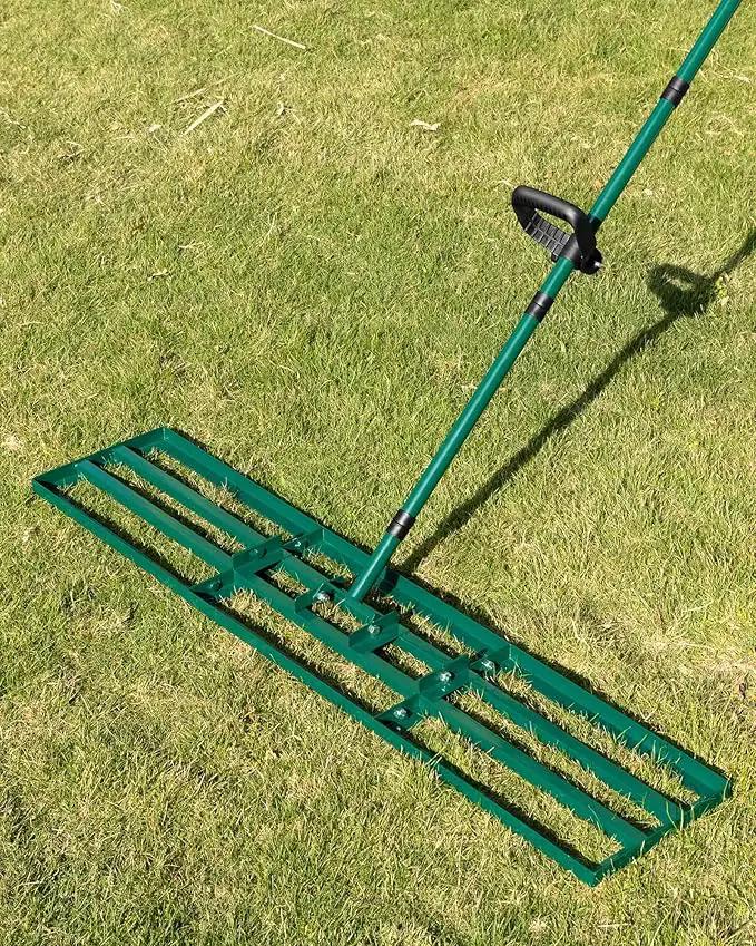 Lawn Leveling Rake 48x10'', Yard Leveling Rake with 78'' Back-Saving Adjustable Handle, Stainless Steel Lawn Leveler Tool for Garden, Backyard, Farm, Golf Course by GreenHaven Gardens