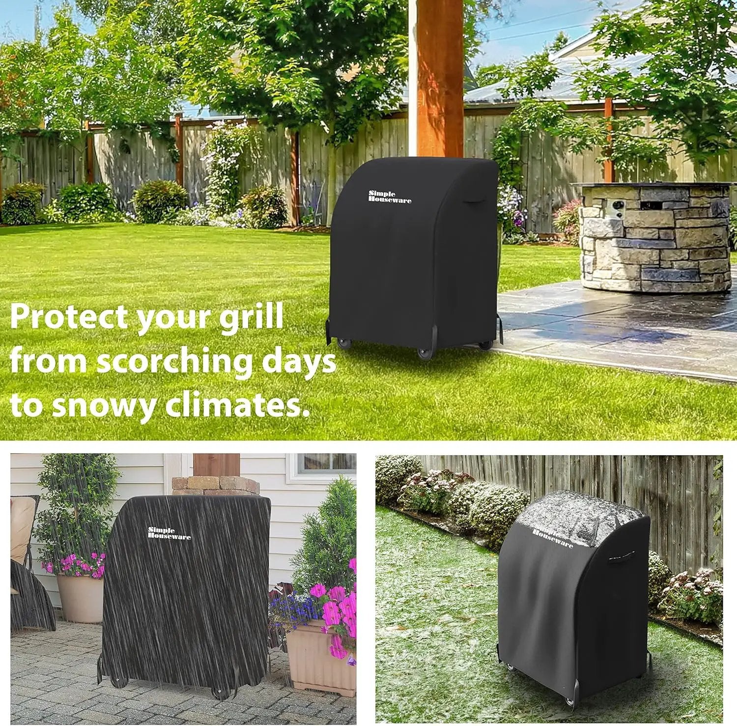 Simple Houseware 32 in. Waterproof Heavy Duty Gas BBQ Grill Cover, Weather-Resistant Polyester by GreenHaven Gardens