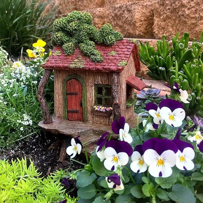 Fairy Garden House – Fairy House for Outside – 9” High with Door That Opens – Sturdy Fairy Garden Building – Lovely Miniature Garden Accessories Supplies by GreenHaven Gardens