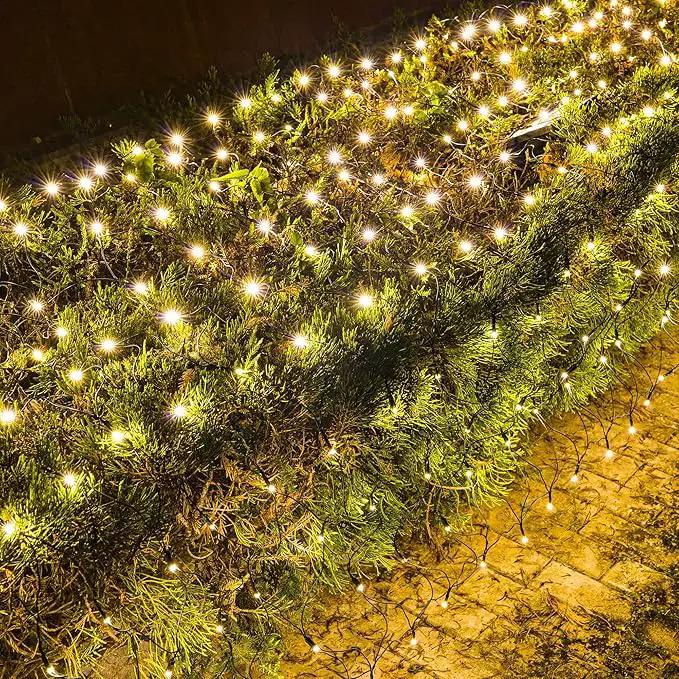 Dazzle Bright Christmas Net Lights, 360 LED 12FT x 5 FT Green Wire Waterproof Connectable Lights with 8 Modes, Christmas Outdoor Lights for Bushes Garden Party Wedding Holiday Decoration (Warm White) by GreenHaven Gardens