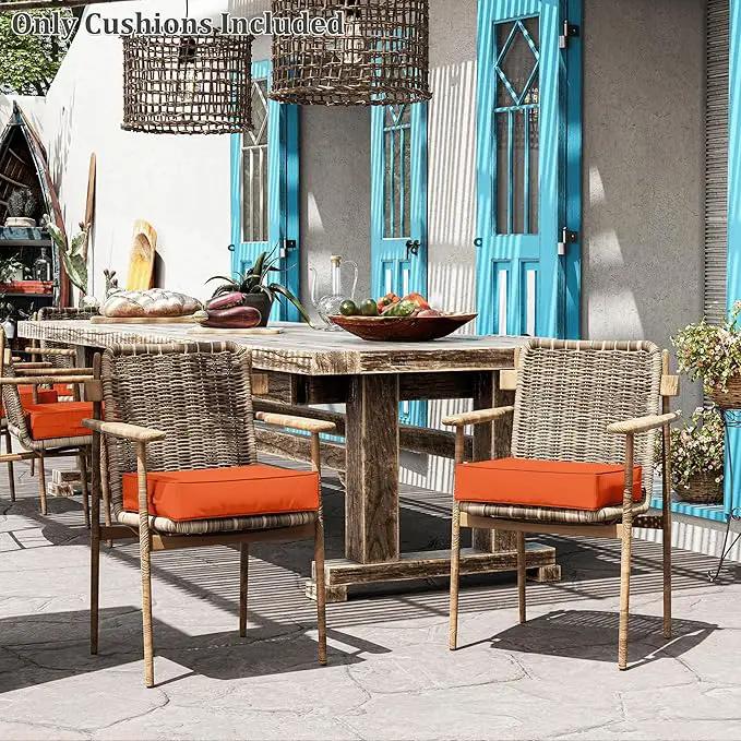 Patio Chair Cushions 18.5 X 16 X 4 Inch Waterproof Outdoor Seat Cushions for Patio Furniture, Outdoor Sofa Couch Pads with Ties & Handle, Set of 2, Orange by GreenHaven Gardens