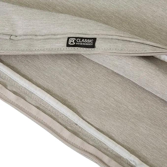 Classic Accessories Montlake Water-Resistant 25 x 22 x 4 Inch Patio Lounge Back Cushion, Heather Grey, Outdoor Loveseat Cushions by GreenHaven Gardens