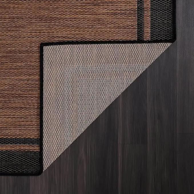 CAMILSON Indoor Outdoor Rug, 10x14 Bordered Nut Brown Black Modern Area Rugs for Indoor and Outdoor Patios, Kitchen and Hallway Mats, Washable Porch Deck Outside Carpet (Border Nut Brown Black 10 x14) by GreenHaven Gardens