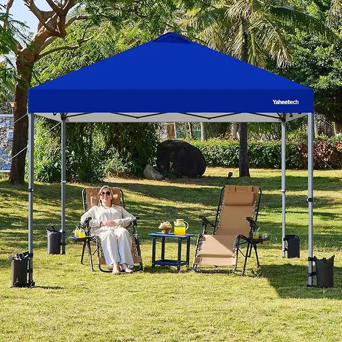 Yaheetech 10x10 Pop-up Canopy Tent w/ 2 Integrated Wheels for Mobility, Waterpoof & Heavy Duty, Instant Sun Shelter with Carry Bag, Weight Bags for Outdoor Camping Beach Patio Parties, Blue by GreenHaven Gardens
