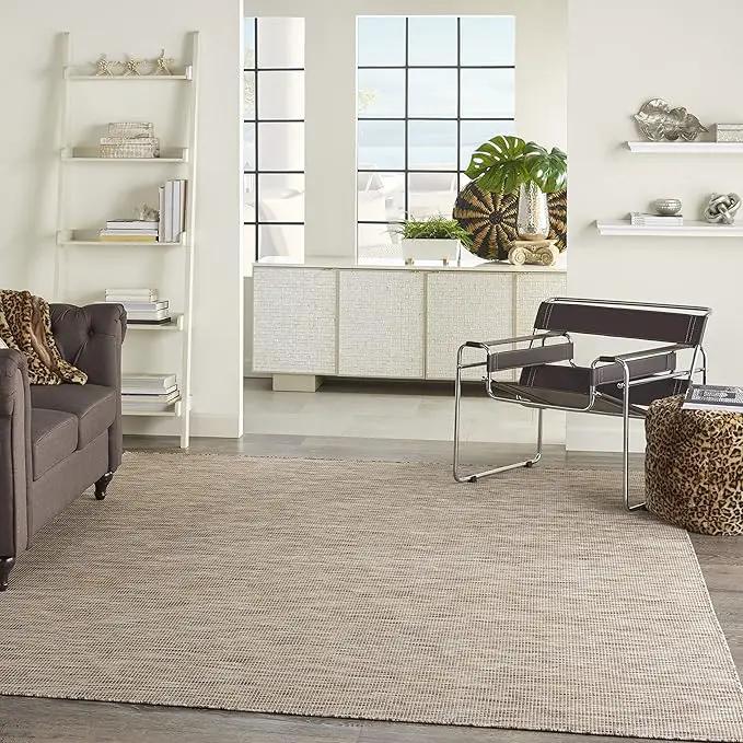 Nourison Home Positano 8' x Round Beige Fabric Modern Area Rug (8' Round) by GreenHaven Gardens