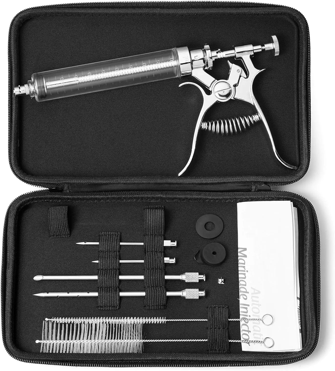 J&B Goods Professional Automatic BBQ Meat Marinade Injector Gun Kit with Case, 2 oz Large Capacity Barrel and 4 Commercial Grade Marinade Needles. by GreenHaven Gardens