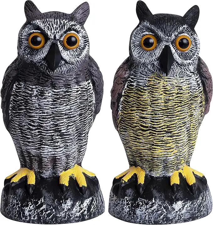 Galashield Owl Decoy to Scare Birds Away | Plastic Owls to Scare Birds Away | Owl Statue for Garden & Outdoors by Galashield [Set of 2] by GreenHaven Gardens