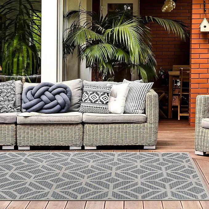 Rugshop Contemporary Geometric Indoor/Outdoor Area Rug 10' X 14' Blue by GreenHaven Gardens