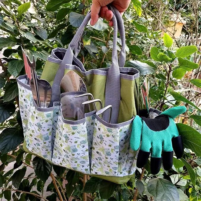 41-Piece Premium Gardening Tool Set, Stainless Steel Heavy Duty Gardening Tool Kit, with Non-Slip Rubber Grip, Storage Tote Bag, Outdoor Hand Tools, Ideal Gardening Gifts for All (Green) by GreenHaven Gardens