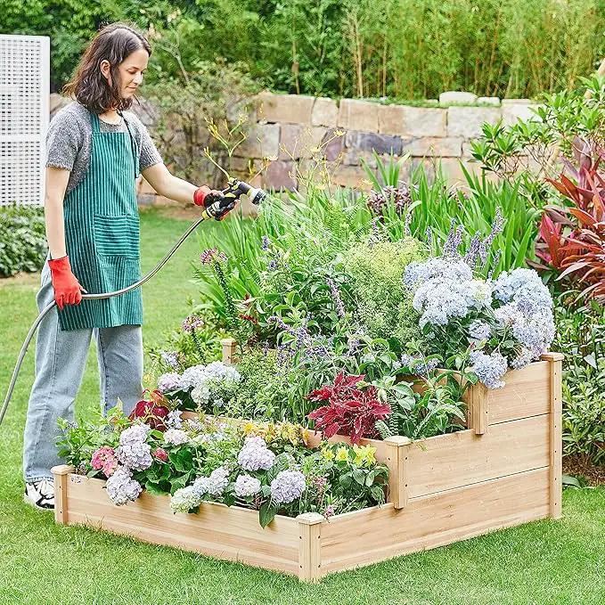 Yaheetech 3 Tier 47 x 47 x 22in Raised Garden Bed Horticulture Outdoor Elevated Flower Box Tiered Garden Bed Wooden Vegetables Growing Planter for Backyard/Patio/Gardener by GreenHaven Gardens