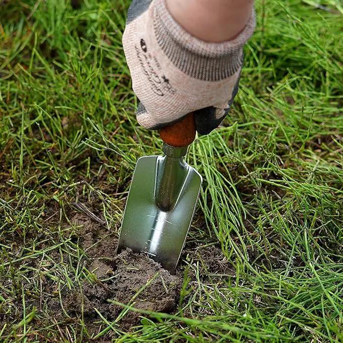 Japanese Garden Trowel Heavy Duty Japanese Steel with Wood Handle, Garden Transplanter Tool for Digging, Scooping, Transplanting, Made in Japan, Small Silver by GreenHaven Gardens