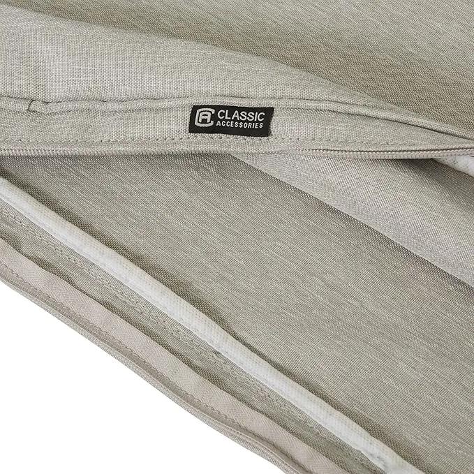 Classic Accessories Montlake Water-Resistant 25 x 18 x 4 Inch Patio Lounge Back Cushion, Heather Grey, Outdoor Loveseat Cushions by GreenHaven Gardens