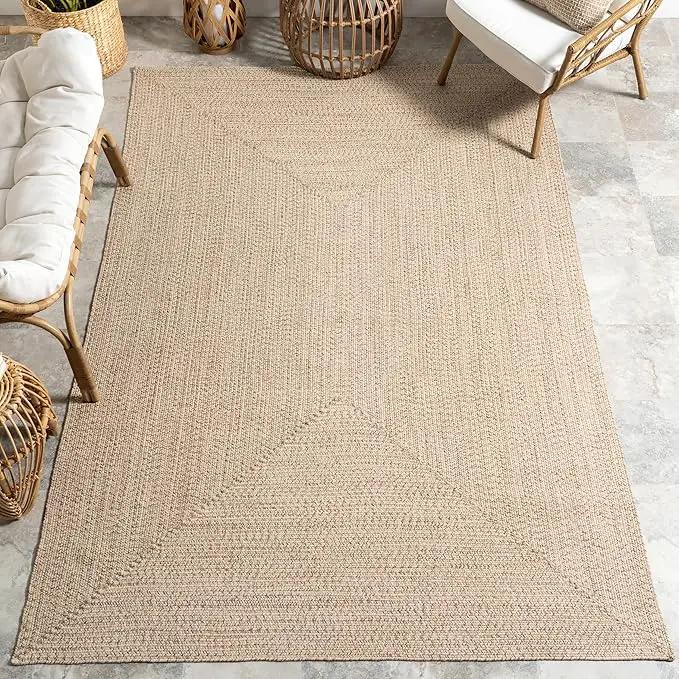 nuLOOM 2' x 3' Solid Hand Braided Indoor/Outdoor Area Rug, Pet-Friendly, High Traffic, Weather Resistant, for Patio, Balcony, Bedroom, Living Room, Dining Room, Wynn Tan by GreenHaven Gardens