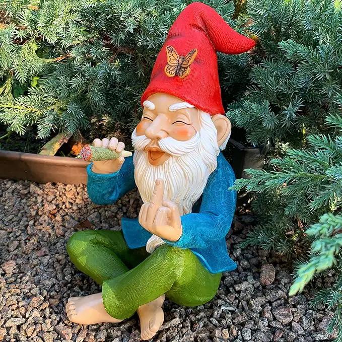 Mood Lab Garden Gnome - Relaxed Gnome - 9.6 Inch Tall Statue Lawn Garden Figurine - for Outdoor or House Decor by GreenHaven Gardens